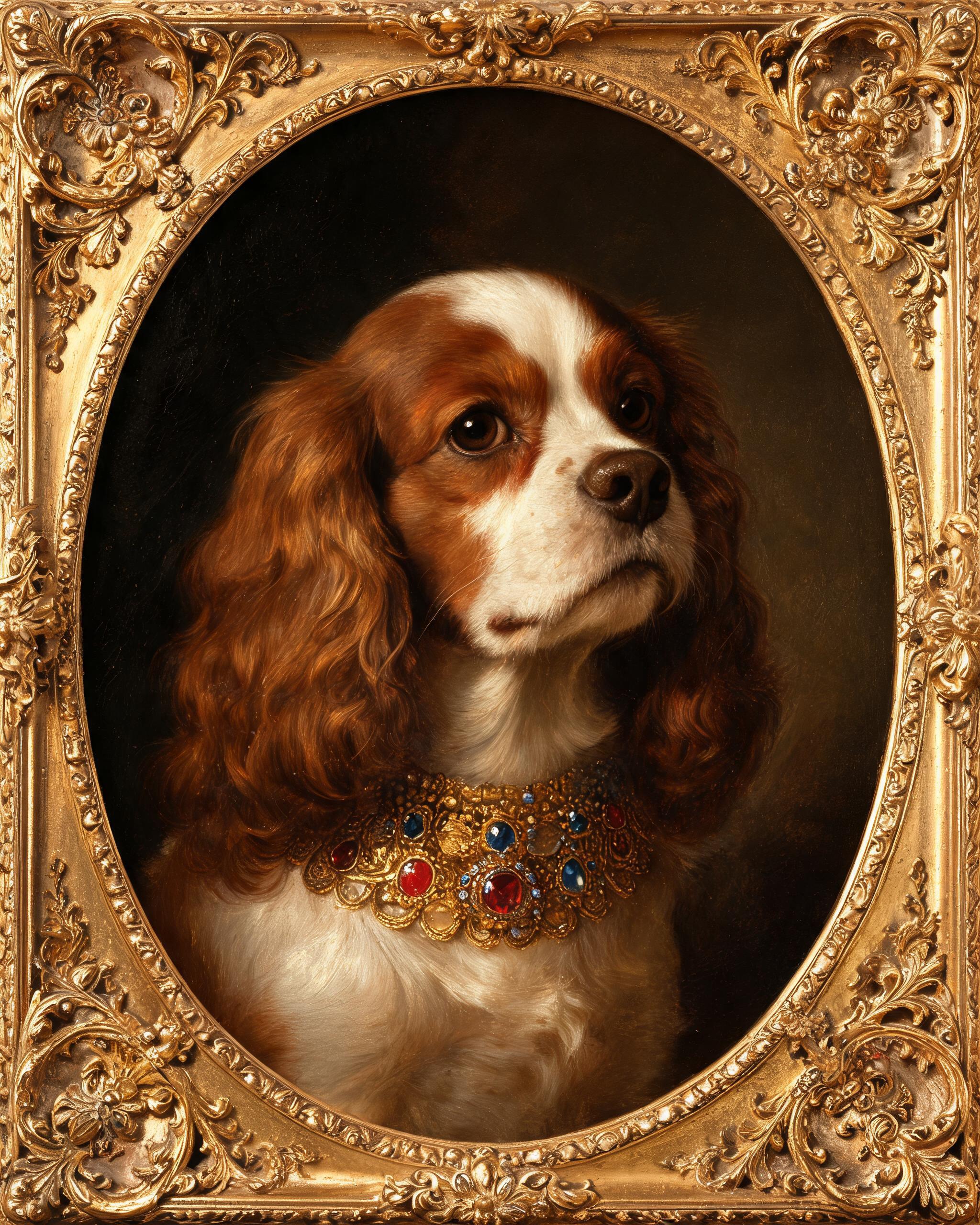 Dog oil painting